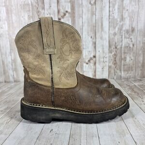 Ariat Western Cowboy Boots Tan‎ Suede Leather Work Style US 6B